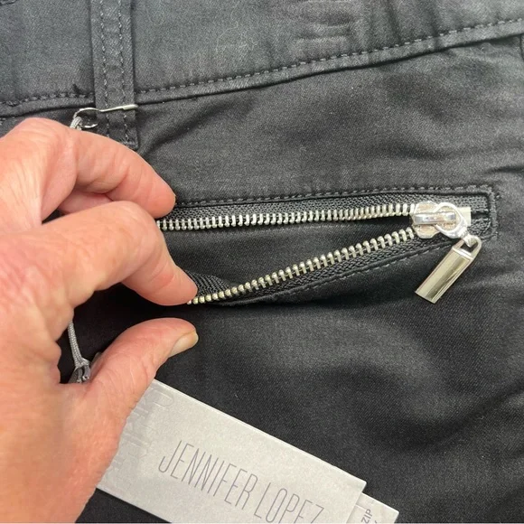 Jennifer Lopez Ankle Zip Skinny Mid Rise Black Tie Pants - Picture 14 of 15